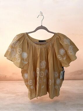 Black Tape, Size Large , Peach Boho Blouse